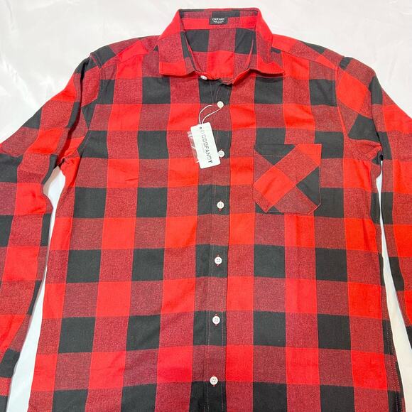 COOFANDY Flannel Shirt Men Medium Long Sleeve Red Black Button Up Pocket Casual - Picture 2 of 4